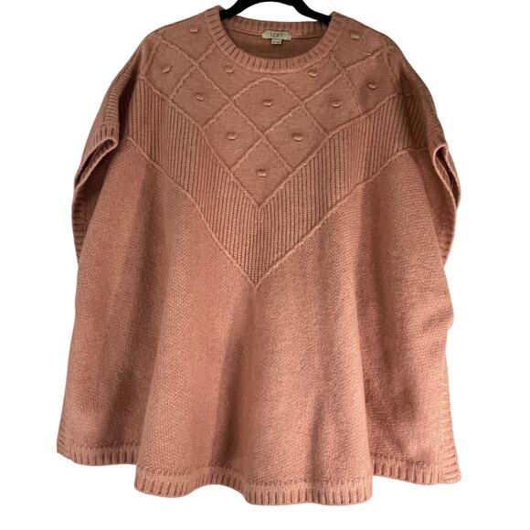 Loft Pink Crochet Poncho Sweater Regular Size XS/S - Picture 1 of 4